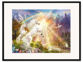 Gerahmter Kunstdruck Glückliche Einhörner