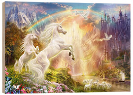 Cuadro de madera Sunset unicorns