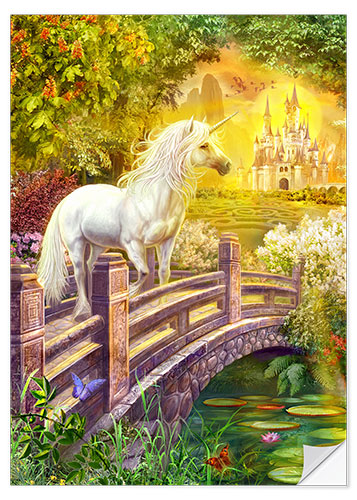 Sticker mural Enchanted garden unicorns