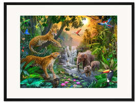 Gerahmter Kunstdruck Elephant Falls