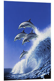 Foam board print Dolphins riding the waves