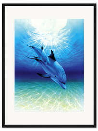 Gerahmter Kunstdruck Diving through sunbeams