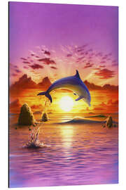 Magnettafel Day of the dolphin - sunset