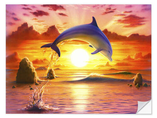 Adesivo murale Day of the dolphin - sunset