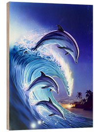 Tableau en bois  Surfer sur la vague - Robin Koni