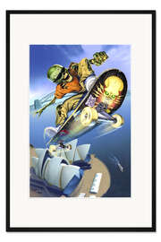 Gerahmter Kunstdruck Skateboarden überm Opernhaus