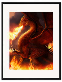 Gerahmter Kunstdruck Der feuerspuckende Drache