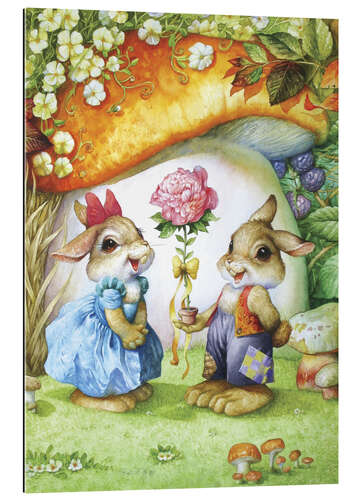 Gallery print Rabbits and rose