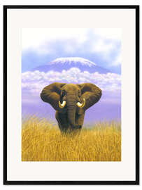 Framed art print Elephant in front of Kilimanjaro