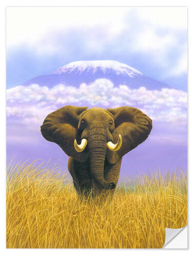 Självhäftande poster Elephant in front of Kilimanjaro