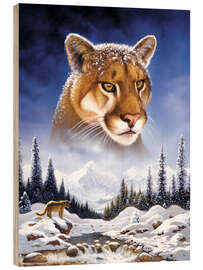 Wood print Mountain lion