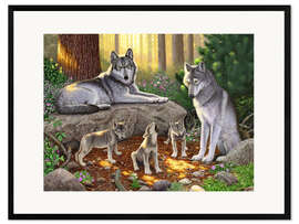 Framed art print A family of wolves