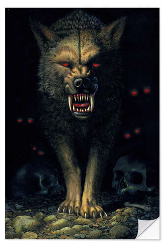 Selvklebende plakat Demon wolf