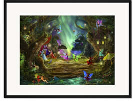 Gerahmter Kunstdruck Polarlichter tanzen mit den Feen