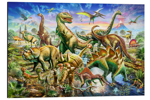 Aluminium print Assembly of dinosaurs