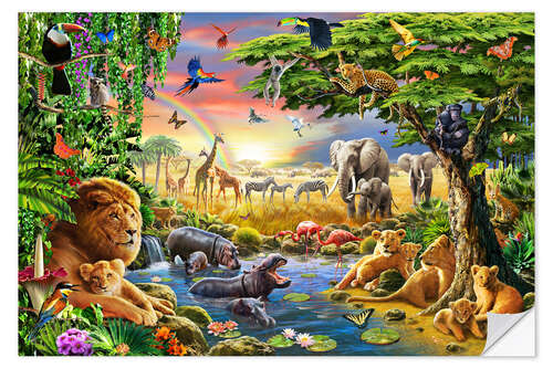 Selvklebende plakat Waterhole