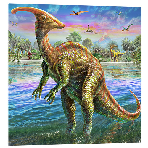 Stampa su vetro acrilico Parasaurolophus