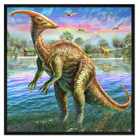 Gerahmter Kunstdruck Parasaurolophus