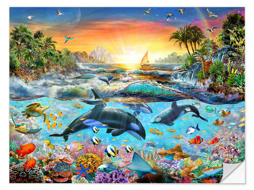 Selvklebende plakat Orca Paradise