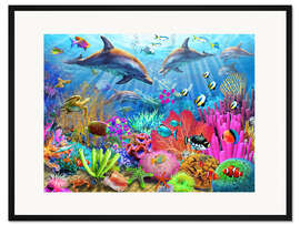 Gerahmter Kunstdruck Fröhliches Korallenriff