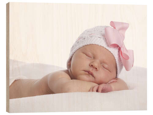 Wood print Newborn sleeping