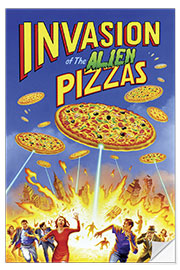 Sticker mural Invasion des pizzas extraterrestres (anglais)