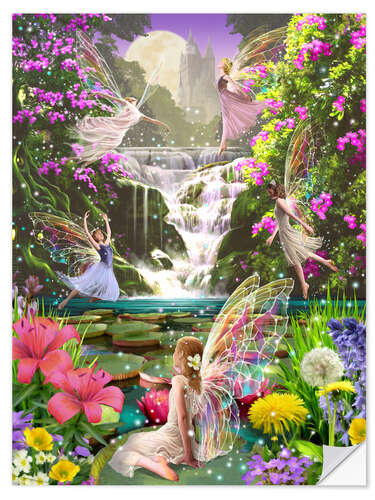 Selvklebende plakat Waterfall fairies