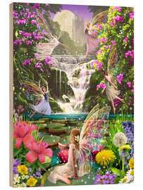 Quadro de madeira Waterfall fairies