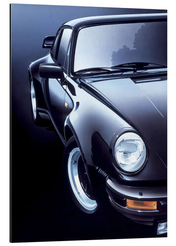 Aluminium print Black Porsche turbo