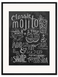 Gerahmter Kunstdruck Mojito Rezept (Englisch)