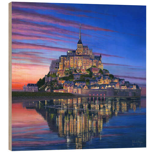 Trätavla Mont Saint Michel Soir