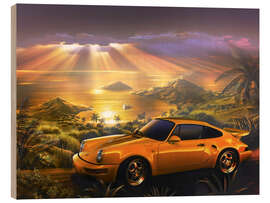 Quadro de madeira Porsche at the beach