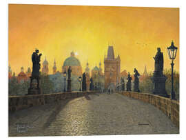 Foam board print Misty Dawn, Charles Bridge, Prague