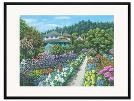 Gerahmter Kunstdruck Monets Garten in Giverny