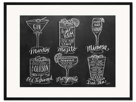 Gerahmter Kunstdruck Cocktail-Rezepte (Englisch)