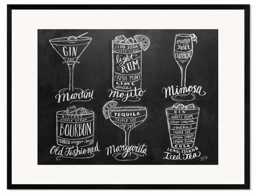 Ingelijste kunstdruk Cocktail Recipes