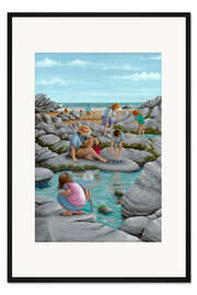 Gerahmter Kunstdruck Fische fangen