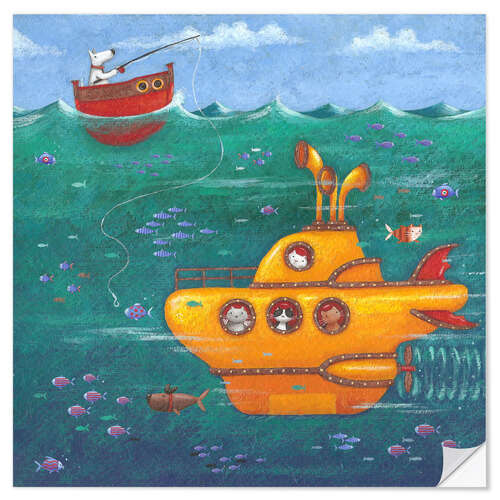 Selvklebende plakat Yellow Submarine