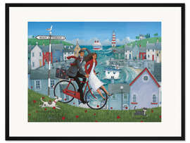Gerahmter Kunstdruck Fahrrad am Meer - Peter Adderley