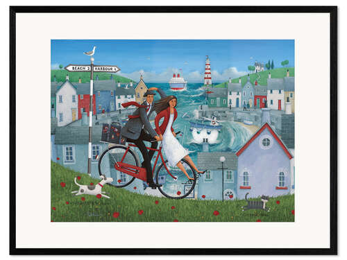 Plakat artystyczny premium w ramie Bicycle seascape