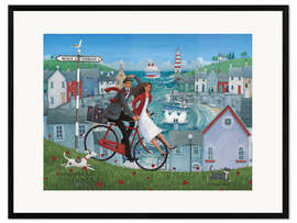 Plakat artystyczny premium w ramie Bicycle seascape - Peter Adderley