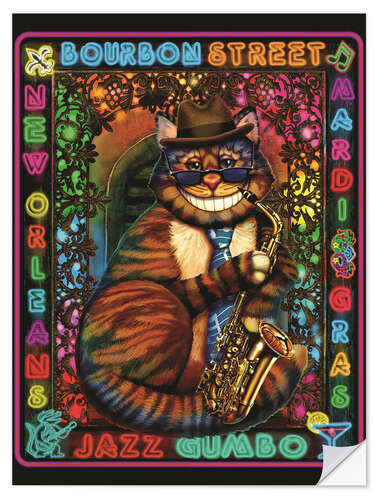 Selvklebende plakat Jazz Cat