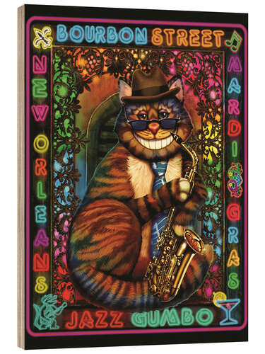 Wood print Jazz Cat