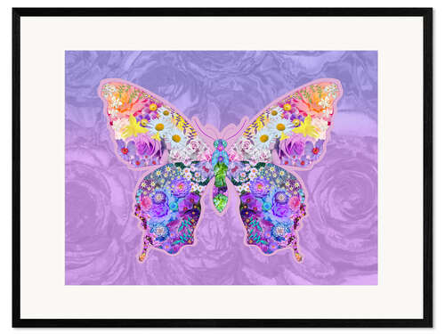 Impression artistique encadrée Papillon floral violet