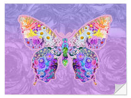 Selvklebende plakat Purple Floral Buttefly