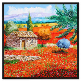 Gerahmter Kunstdruck Mohnfelder