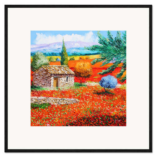Impresión de arte enmarcada Among the Poppies