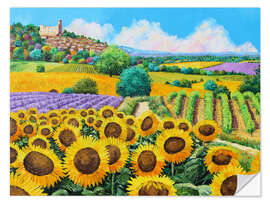 Vinilo para la pared Vineyards and sunflowers in Provence