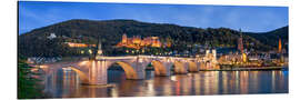 Alubild Heidelberg skyline Panorama bei Nacht mit Schloss und Alter Brücke