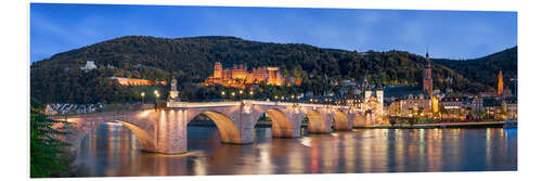 Stampa su PVC Heidelberg skyline panorama at night with castle and Old Bridge